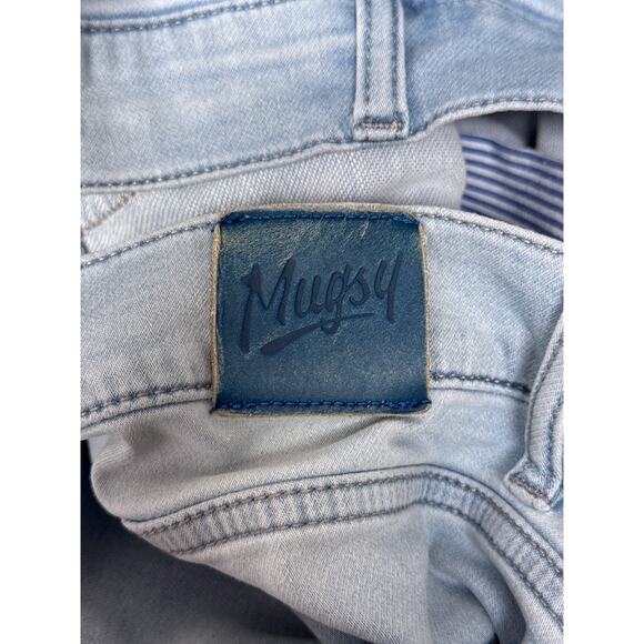 Mugsy Jeans 35 x 34 Mens Slim Tapered Stretch Light Wash Breathable Denim - Picture 7 of 8